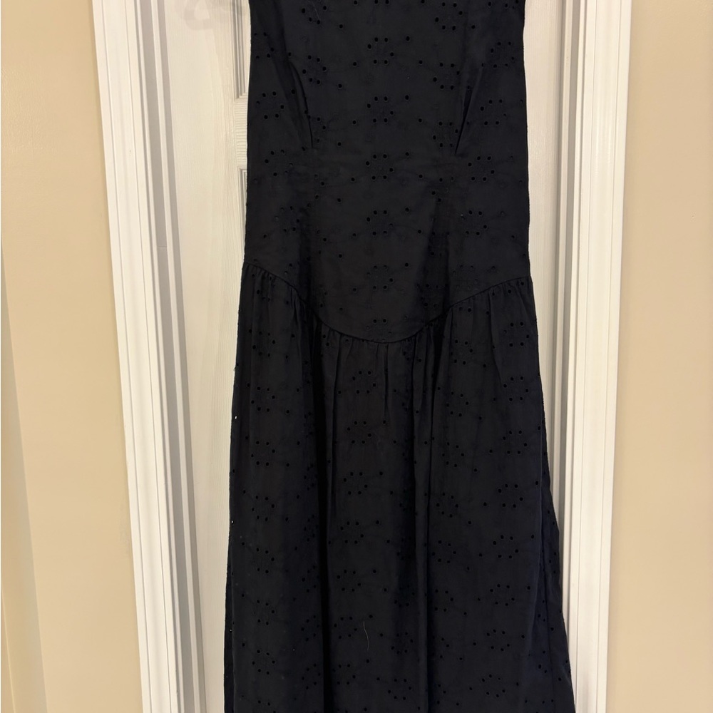 Socialite Black Strapless Eyelet Dress